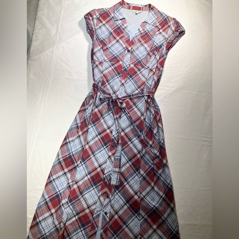 👗J. Peterman Fully lined plaid dress, size 8